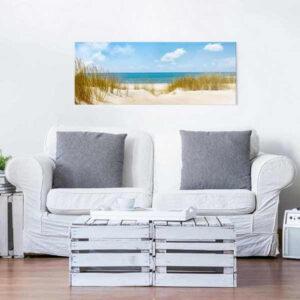 Glasbild Strand an der Nordsee Wohnansicht Couch 2