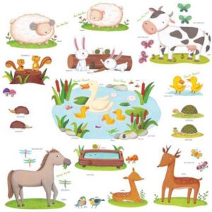 Kinderzimmer Wandtattoo bunte Feldtiere