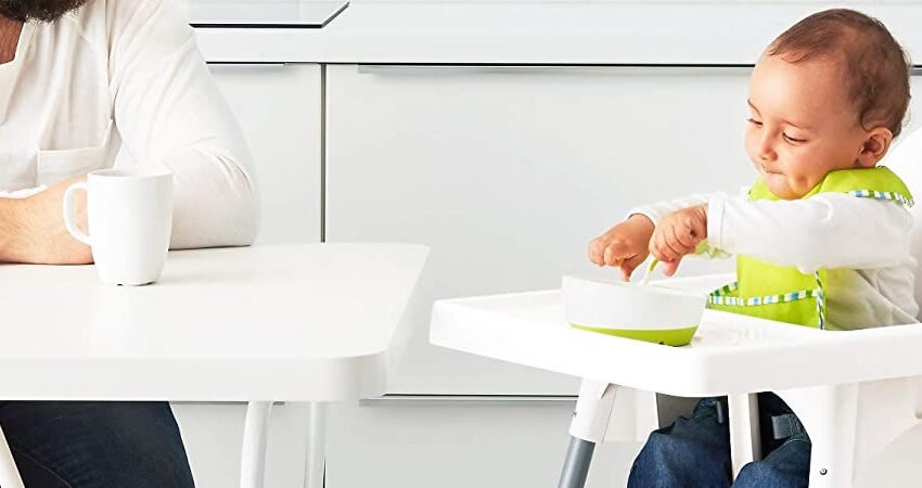 IKEA ANTILOP -Kinderhochstuhl mit Tablett silberfarben