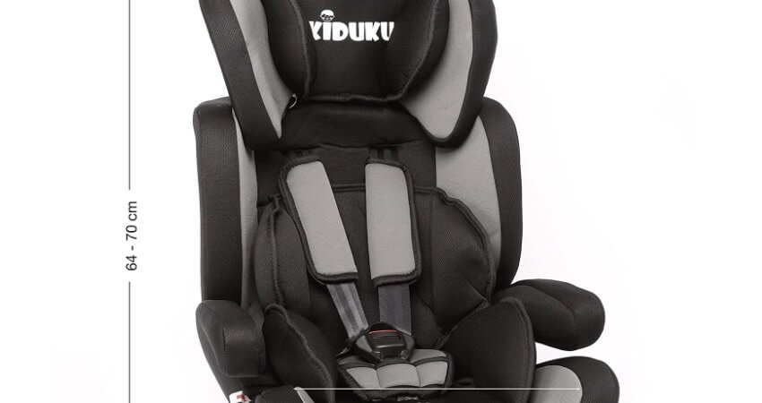 KIDUKU® Autokindersitz Kindersitz Kinderautositz, Sitzschale, universal, zugelassen nach ECE R44/04, in 6 verschiedenen Farben, 9 kg - 36 kg 1-12 Jahre, Gruppe 1/2 / 3 (Schwarz/Grau)