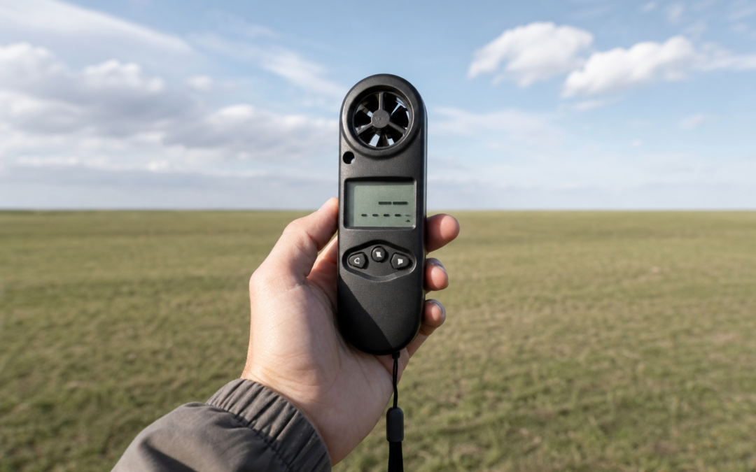 Illustrativer Windmesser auf einem offenen Feld