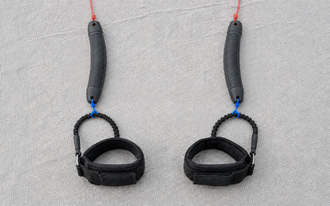 Zwei gepolsterte Kitekiller-Handgelenksschlaufen an den unteren Bremsanschlüssen von Quad Handles